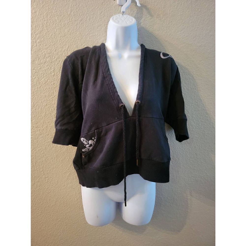 Red By Marc Ecko Women's Black 3/4 Sleeve Hooded Sweater Size Extra Large
